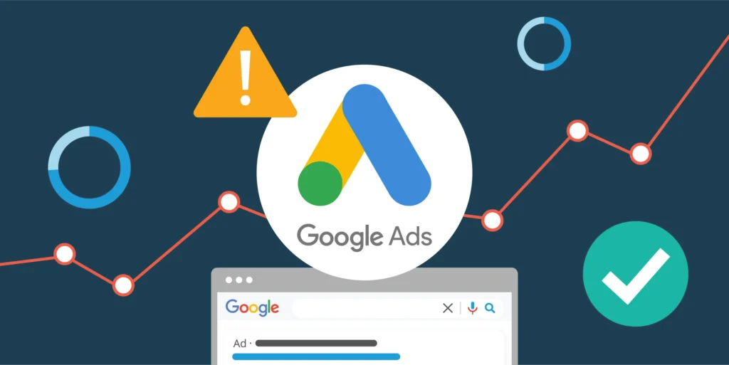 Logo Google Ads si reprezentare grafica pentru cum creezi reclame Google profitabile