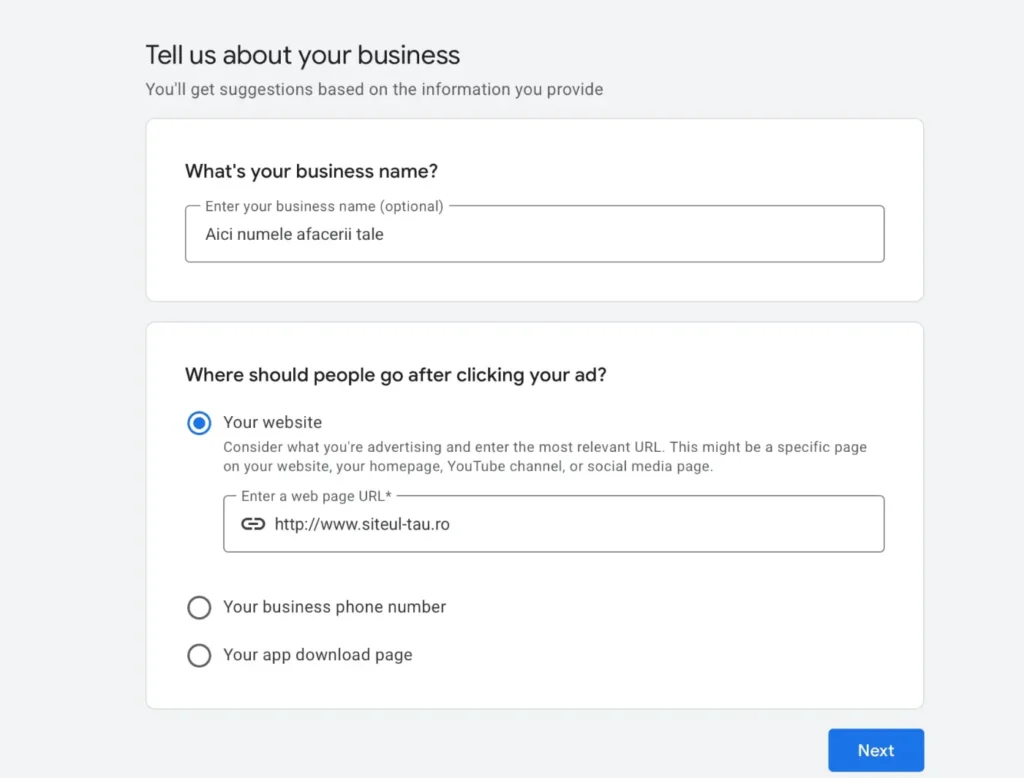 Cum creezi reclame Google Ads din interfata Google, instructiuni pas cu pas