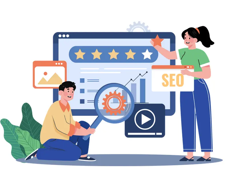 Specialisti SEO care optimizeaza un website.