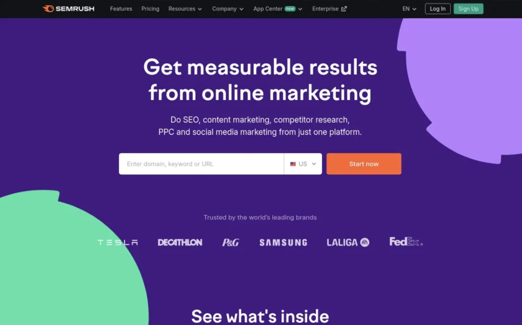 Interfața Semrush utilizată de Agenție Seo Pro pentru audit tehnic și cercetare competitivă.