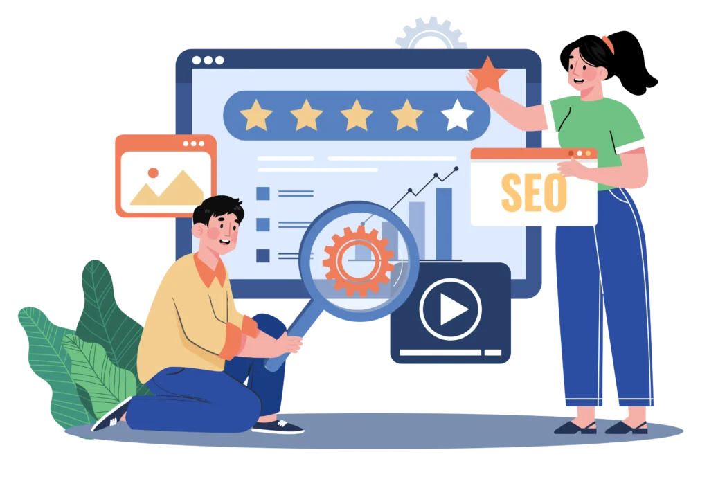 Secțiune mobil „Ce este SEO on page în 2026” cu exemplu de rezultate Google pe mobil și listă de beneficii pentru relevanță semantică, LLM readiness, intenție și date structurate.