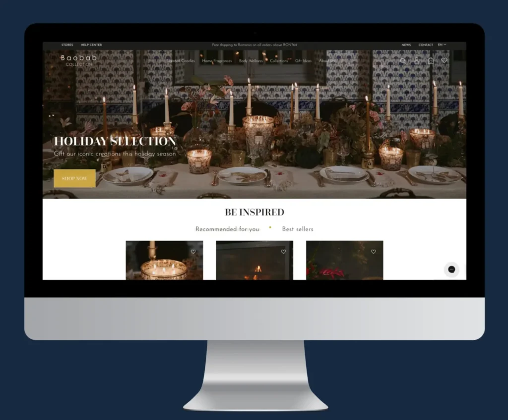 Imagine cu magazinul online Shopify al Baobab Collection, optimizat seo de noi.
