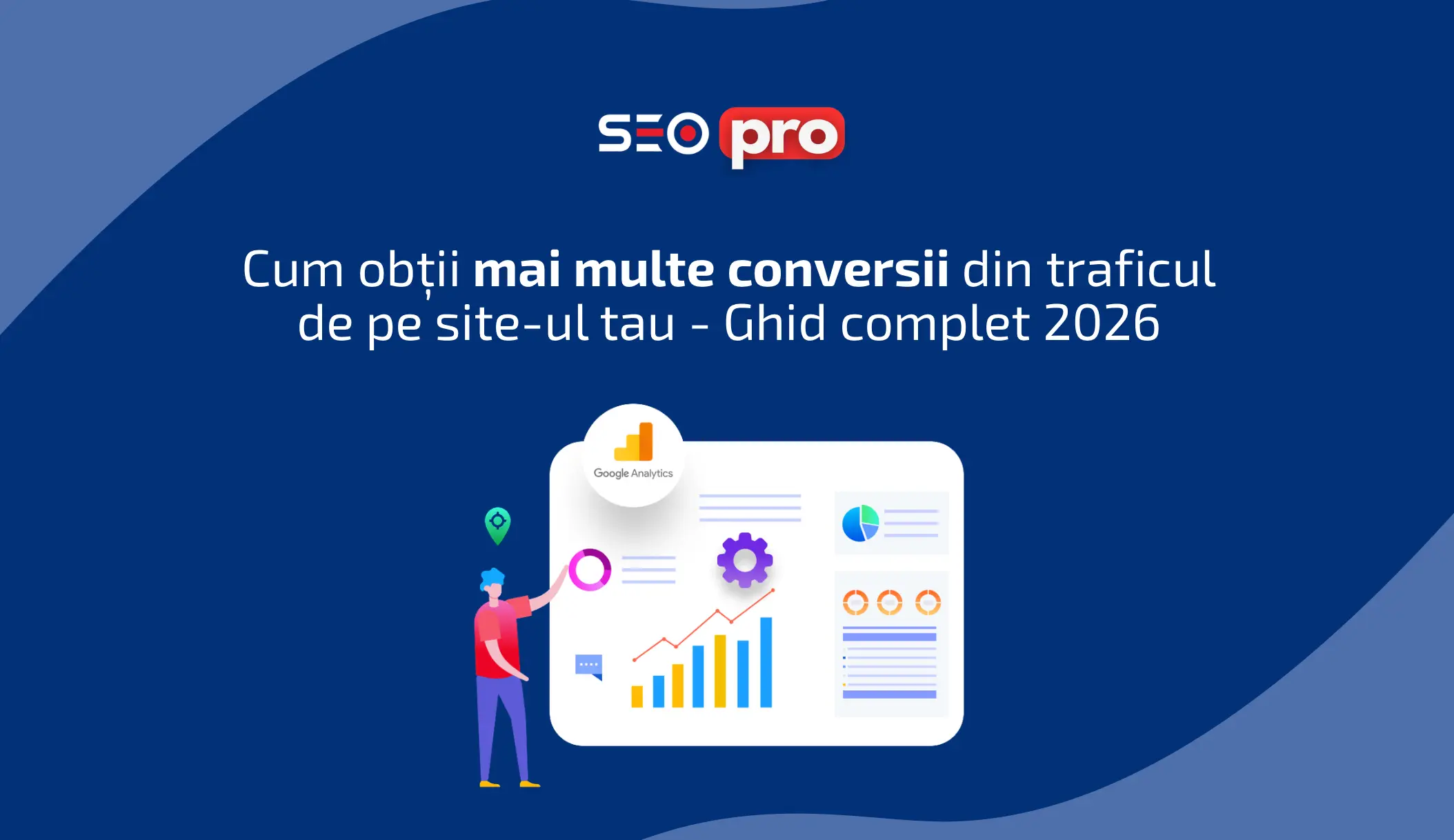 Ilustrație pentru ghidul despre optimizarea ratei de conversie (CRO) în eCommerce, cu accent pe creșterea conversiilor și fidelizare.