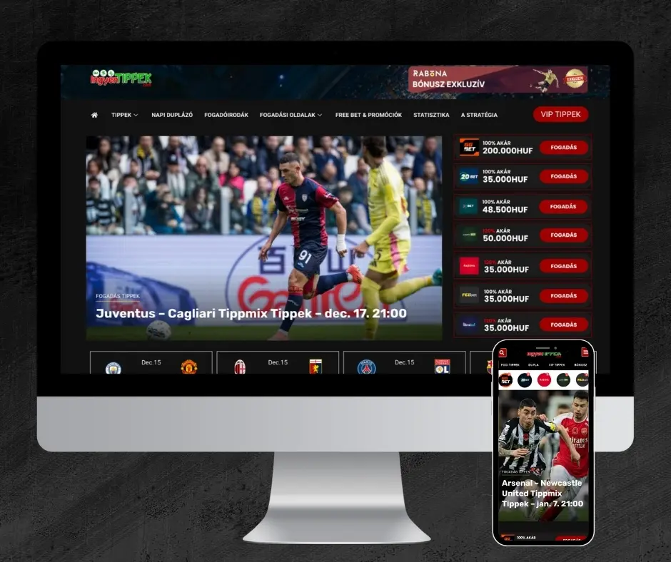 Mockup al site-ului ingyentippek.com, realizat de agenția SEO PRO in cadrul procesului de creare site web.
