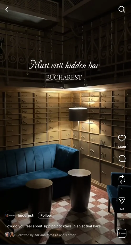 Screenshot din contul unui client care are un hotel și care a beneficiat de promovare Instagram cu influenceri.