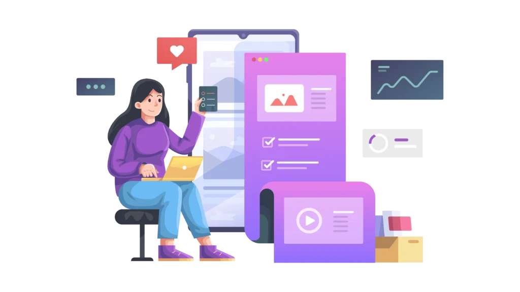 Reprezentare grafica pentru un web developer care lucrează la servicii creare site optimizate pentru conversii.