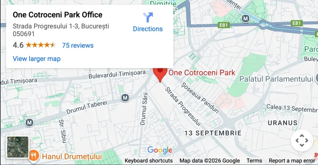 Harta Google Maps cu adresa pentru sediul Agenție SEO Pro din București