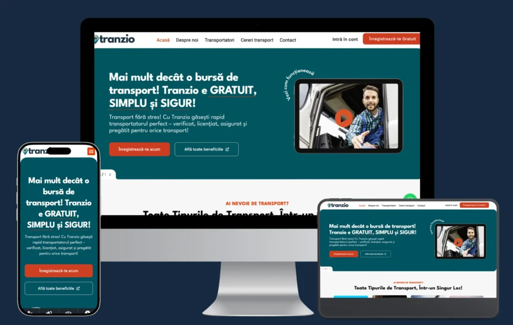 Creare magazin online pentru platformă de servicii, design responsive pe desktop, mobil și tabletă