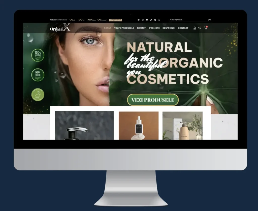 Mockup cu website-ul Organix România, client de servicii promovare PPC