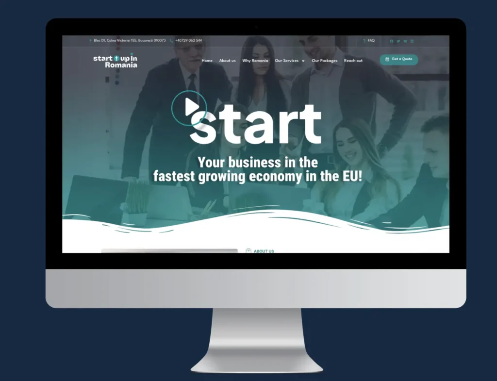 Mockup cu website-ul startupinromania.ro, client de servicii promovare PPC