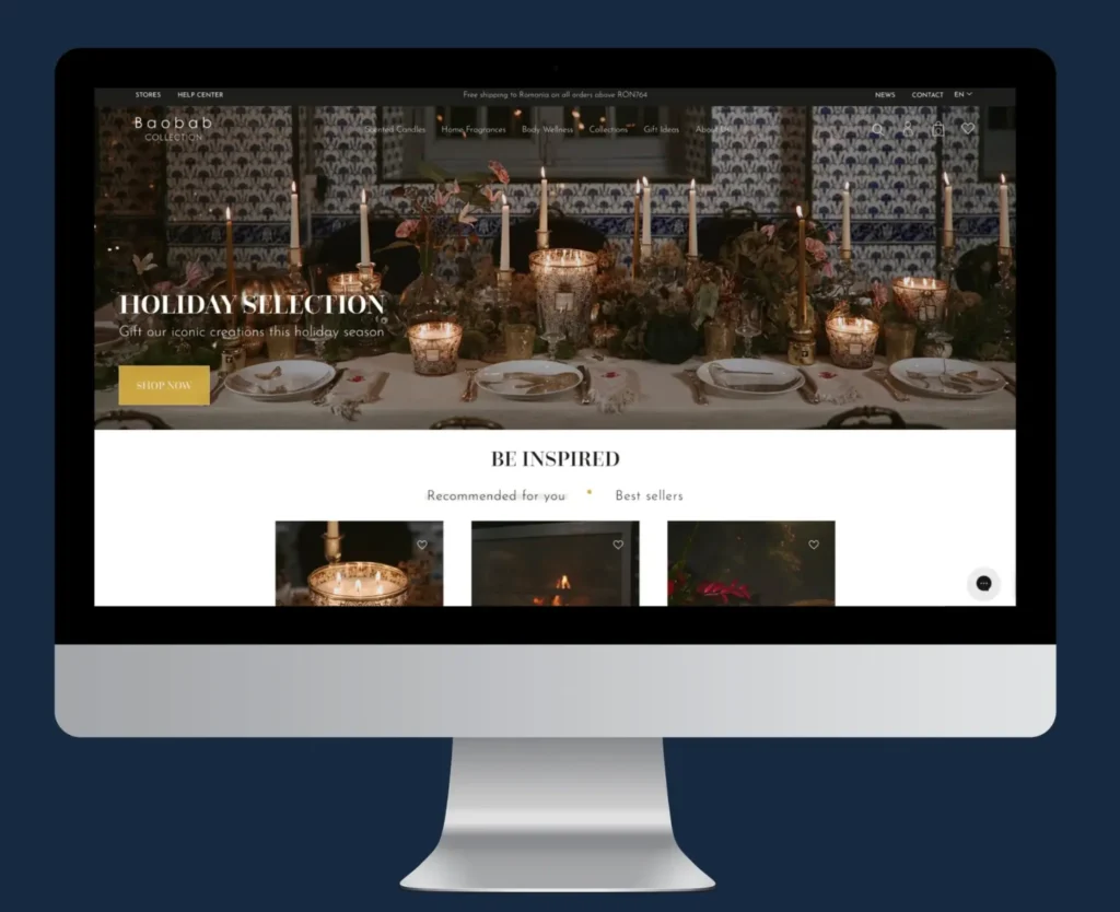 Mockup cu website-ul Baobab Collection, client de servicii promovare PPC