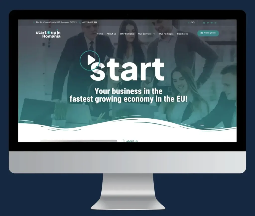 Captura de ecran a website-ului unui client, ca studiu de caz servicii de promovare Facebook pentru Startupinromania.ro