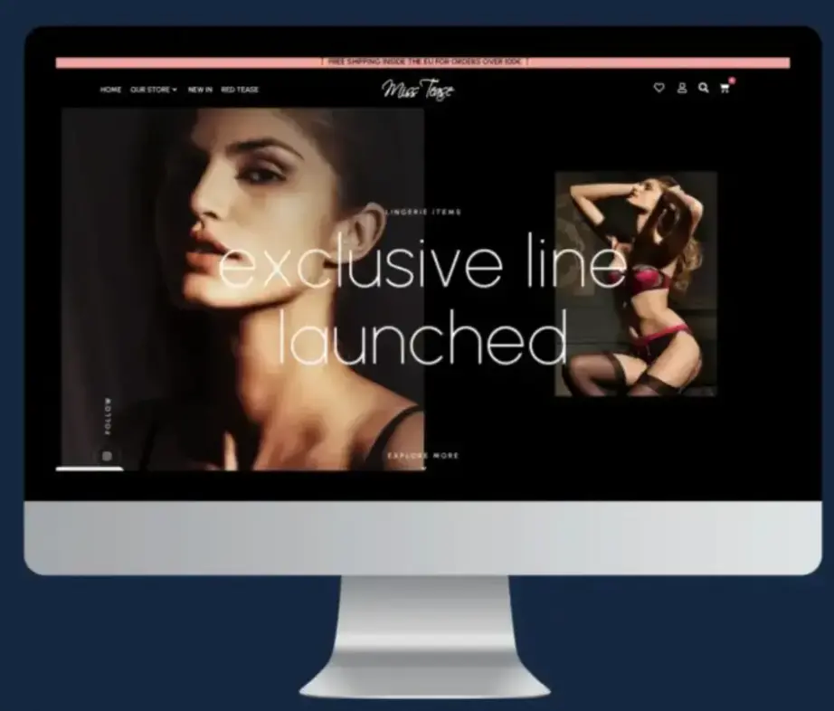 Mockup cu website-ul misstease.ro care a beneficiat de servicii promovare Instagram.